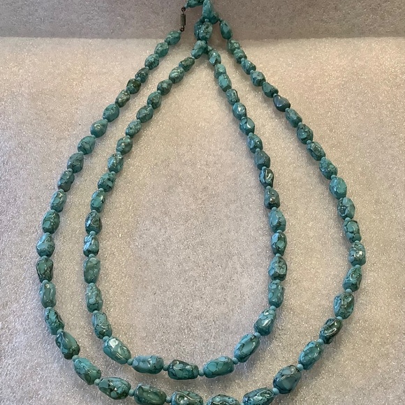 Faux Turquoise Beaded Necklace 56 Inches Long - Picture 6 of 6